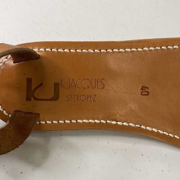 K.Jacques Laura Flat Sandals Pul Natural Handmade Leather Double-Strap - Picture 9 of 15